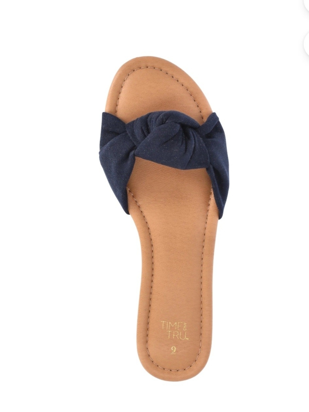 TIME AND TRU KNOT SLIDE SANDALS NAVY MEMORY FOAM WOMEN'S BEACH RESORT VACATION - Picture 6 of 9